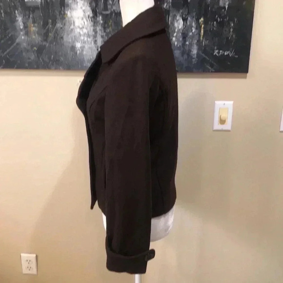 Foreign Exchange Brown Double Breasted Cropped Pea Coat Jacket-No size Tag - Picture 3 of 14